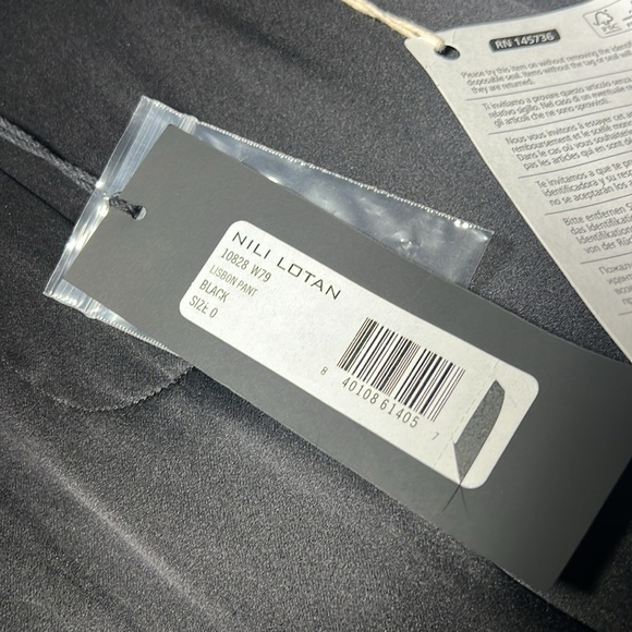 Nili Lotan Women’s Lisbon Silk-Charmeuse Black Pleated Tapered Pants Size 0 - Picture 6 of 14